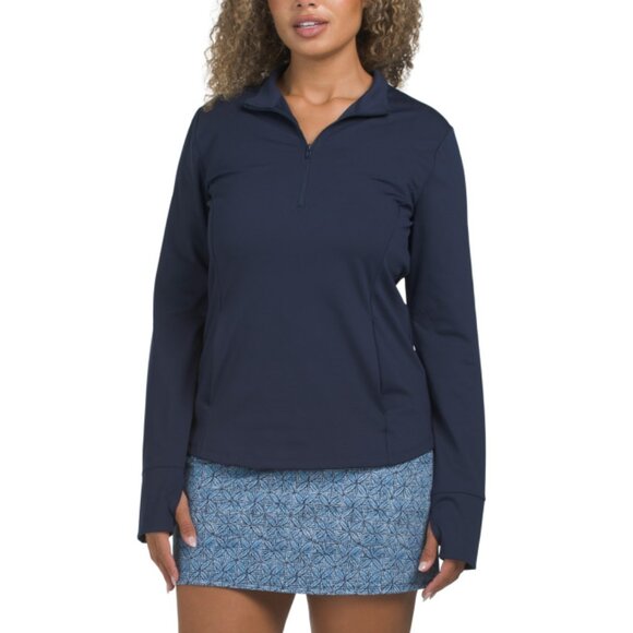 TOMMY BAHAMA Maritime Blue Upf 50 Quarter Zip Long Sleeve Popover Jacket - Picture 1 of 2
